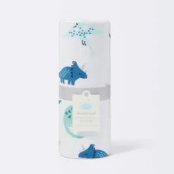 Jersey Knit Reversible Faux Fur Blanket Dinos - Cloud Island™ Blue/Green -Cloud Island GUEST 181d3656 239b 48db 9448 6bf347301b77