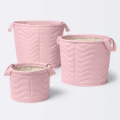 Quilted Fabric Large Round Storage Basket - Light Pink - Cloud Island™ -Cloud Island GUEST 907895a6 dfe9 415c abe2 fbffea3e20d5 1