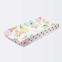 Plush Changing Pad Cover Floral - Cloud Island™ Gold -Cloud Island GUEST ada363a0 35d6 4aa7 8997 fbd00d6262ae