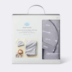 Hospital Muslin Swaddle Baby Blanket And Hat Gift Set - Gray Arrow - 2pk - Cloud Island™ -Cloud Island GUEST bfae7299 8f3f 413b b361 03b7f005ac98