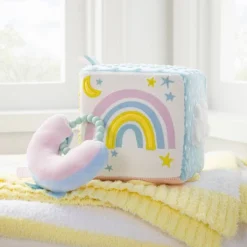 Celestial Interactive Plush Cube With Rainbow Rattle Baby Toy - 2pc - Cloud Island™