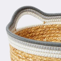 Braided Water Hyacinth Tapered Floor Basket With Coiled Rope Handles - Gray - Cloud Island™ -Cloud Island GUEST ff0c5ea3 4985 4383 a8f9 46d1ede4bbe8